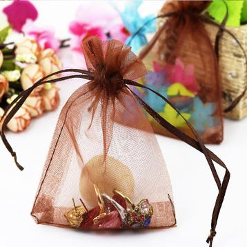 c.a. 100 organza zakjes 10 x12 cm bruin, Ophalen of Verzenden, Nieuw