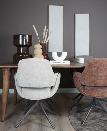 Home67 Jill Draaistoel Beige 120 | Eetkamerstoel, Overige kleuren, Verzenden, Nieuw, Stof