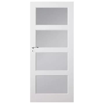 Skantrae binnendeur SKS1235 93x231,5 (Wit, Mat facetglas), Doe-het-zelf en Verbouw, Deuren en Horren, 80 tot 100 cm, 215 cm of meer