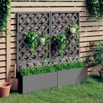 vidaXL Plantenbakken met latwerk 2 st 65x33x135 cm HKC grijs, Verzenden, Nieuw, 60 tot 100 cm, 60 cm of meer