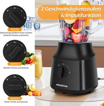 Blender - Smoothie Maker - Glazen kan - 1,5L - 800W - Zwart, Witgoed en Apparatuur, Blenders, Verzenden, Zo goed als nieuw