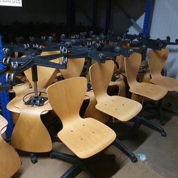 GROTE PARTIJ Ahrend houten werkstoelhouten kuip - beuken, Ophalen of Verzenden