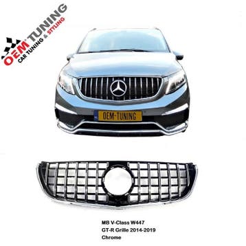 Grille voor V-Klasse W447 | GT-R Style | 14-19 | Chrome, Auto-onderdelen, Voor, Mercedes-Benz, Nieuw, Ophalen of Verzenden