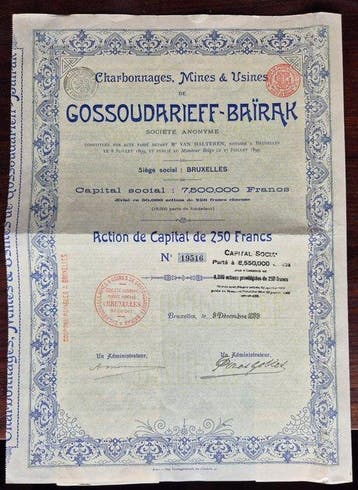 Oekraïne. 250 Francs 1899 - Charbonnages, Mines & Usines de