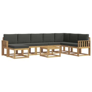 vidaXL Buiten bankenset met kussen 9 pcs Wit en, Verzenden, Nieuw