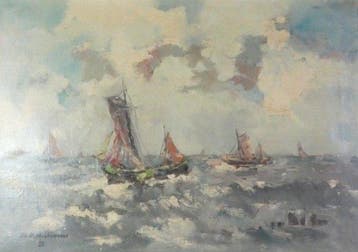 Edmond De Meulenaere (1884-1963) - Maritiem tafereel met