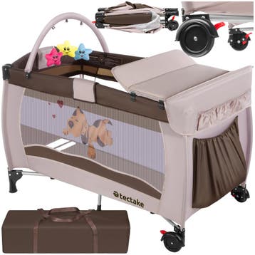 Reisbed hondje 132x75x104cm met commode en tas - bruin, Kinderen en Baby's, Verzenden, Nieuw