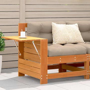 vidaXL Tuinbank met armleuning en klaptafel grenenhout, Verzenden, Nieuw