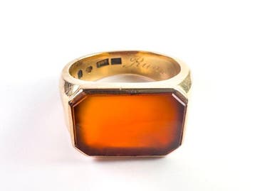 Ring - 18 karaat Geel goud - 3.57ct. tw. Carneool -, Nieuw