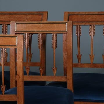 10 stoelen ca 1800 op sabelpoten en pijlen in de rug incl st, Antiek en Kunst, Ophalen of Verzenden