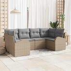 vidaXL Tuin Sofa Set met kussen 6 pcs Beige Poly Rattan, Verzenden, Nieuw, Rotan