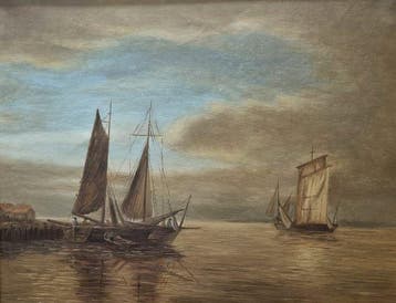 T. Weddel (XX) - Harbour scene, Antiek en Kunst