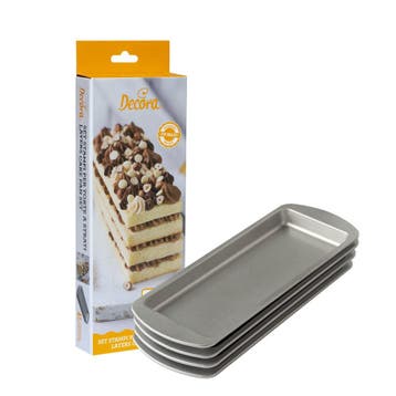 Rechthoekige Bakvorm Lagen Cake 25,5x10,5x2(h)cm 4st., Verzenden, Nieuw
