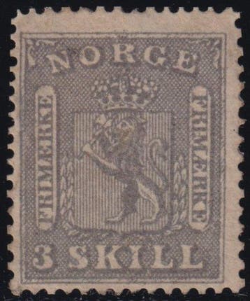 Noorwegen 1863 - Leone Stemma 3 stuks grijsviolet Unif.7, Gestempeld