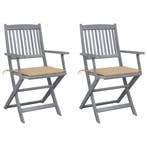 vidaXL Tuinstoelen 2 st inklapbaar met kussens massief, Verzenden, Nieuw, Hout