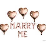 Ballonnen set Will You Marry Me rosé goud met 5 grote harten, Verzenden, Nieuw, Versiering, Valentijn of Romantisch