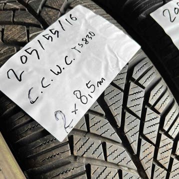 2 x Continental Winter TS830 205-55-16 Winterbanden 8,5mm, Gebruikt, 16 inch, Band(en), Personenwagen