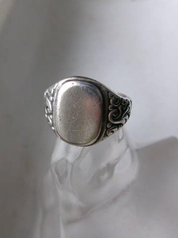 Zilver - Ring - Art Deco Signet, Antiek en Kunst