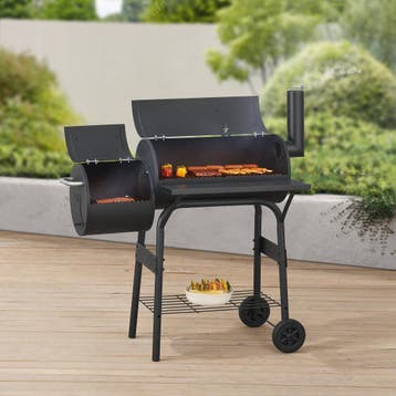 Smoker barbecue Arielli 115x110x64 cm zwart casa.pro, Tuin en Terras, Houtskoolbarbecues, Verzenden, Nieuw