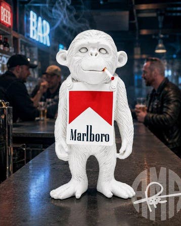 AMA • Pope (1985) - Marlbo Chimp - BANKSY & MARLBORO, Antiek en Kunst
