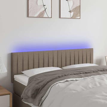 vidaXL Hoofdbord LED 144x5x78/88 cm stof taupe, Verzenden, Nieuw, Stof
