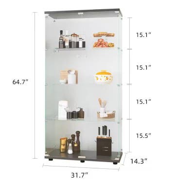 Glazen Vitrinekast met Dubbele Deuren – 4 Planken Wit, Huis en Inrichting, Kasten | Vitrinekasten, Verzenden, Nieuw