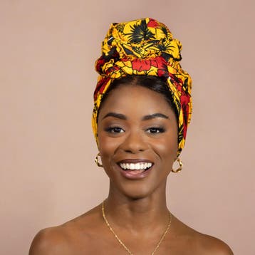 Afrikaanse Rood / gele bloem hoofddoek - headwrap, Ophalen of Verzenden, Nieuw