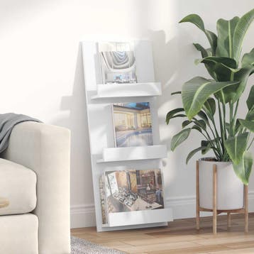 vidaXL Tijdschrift Rek met plank Wit 43 x 11 x 102 cm, Verzenden, Nieuw