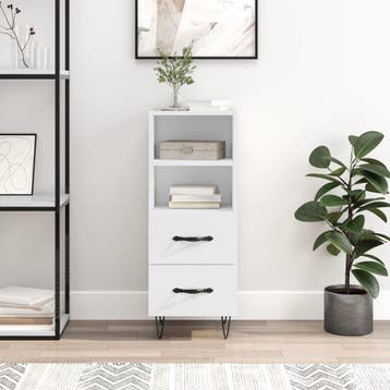 vidaXL Dressoir 34,5x34x90 cm bewerkt hout hoogglans wit, Verzenden, Nieuw, Overige houtsoorten, Minder dan 50 cm