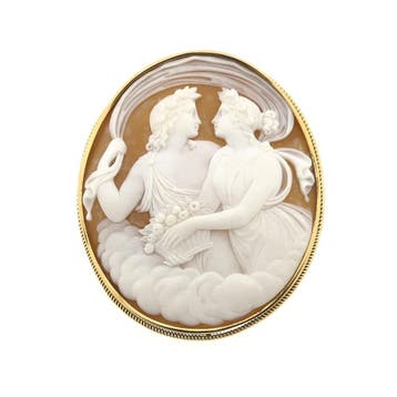 Antiek gouden broche met camee, Sieraden, Tassen en Uiterlijk, Broches, Gebruikt, Ophalen of Verzenden, Met edelsteen, Goud