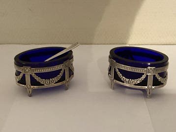 MEMA - Peper- en zoutstel (2) - Blue, .925 zilver - Sterling, Antiek en Kunst