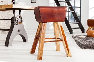 Retro barkruk TURNBOCK 75cm met echt leren bekleding, Ophalen of Verzenden, Nieuw