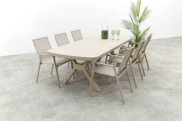 VDG Atmos/Ponto 6-persoons stapelbare tuinset 220x100 cm. -, Verzenden, Nieuw, Overige materialen, Tuinset