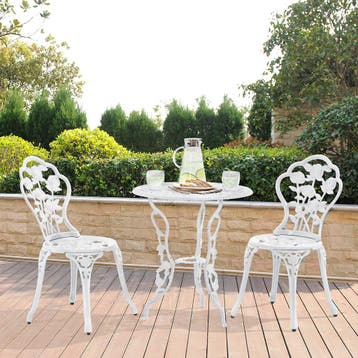 Bistroset balkonset gietijzer tuintafel en 2 tuinstoelen wit, Verzenden, Nieuw