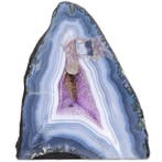 Levendig amethist en blauwe agaat - Geode - 25x22x15 cm- 9.2, Verzamelen, Mineralen en Fossielen