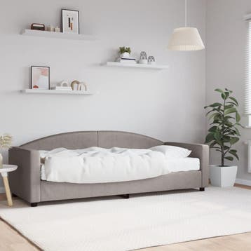 vidaXL Slaapbank met matras 80x200 cm stof taupe, Eenpersoons, Verzenden, Nieuw, 80 cm
