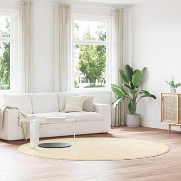 vidaXL Hoogpolig vloerkleed NAVARRA 240x240 cm polyester, Verzenden, Nieuw, Crème