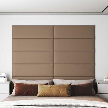 vidaXL Wandhoofdbord 12 st 90 x 30 cm Cappuccino Stof, Doe-het-zelf en Verbouw, Verzenden, Nieuw