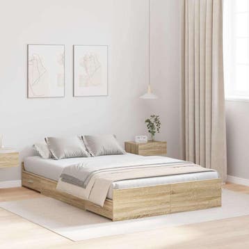 vidaXL Opbergbedframe met lade Sonoma Eiken 120 x 200 cm, Verzenden, Nieuw, Bruin, Hout