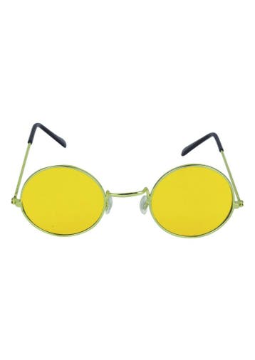 Hippie bril geel, Verzenden, Nieuw, Feestartikel