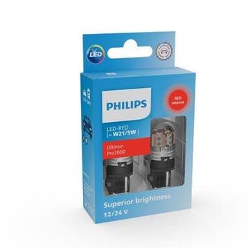 Philips LED-lampen W21/5W Ultinon PRO7000 - Rood - 7443R - 1, Verzenden, Nieuw