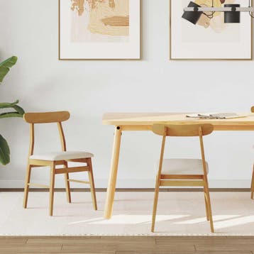 vidaXL Eetkamerstoel 2 st Massief Rubberhout Natuurlijk en, Huis en Inrichting, Stoelen, Verzenden, Nieuw, Bruin