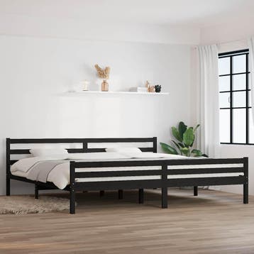 vidaXL Bedframe massief hout zwart 200x200 cm, Huis en Inrichting, Slaapkamer | Bedden, Verzenden, Zwart, Overige maten, 200 cm