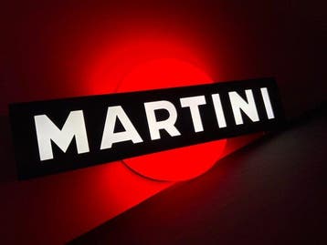 Martini verlichte uithangbord 60 cm x 26 cm - Reclamebord