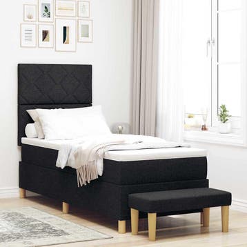 vidaXL Boxspring bed met kussen met hoofdeinde Zwart 200 x, Verzenden, Nieuw, Eenpersoons, Zwart