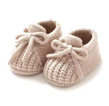 Gebreide baby slofjes bruin en beige, Slofjes, Nieuw, Sweet-One, Verzenden