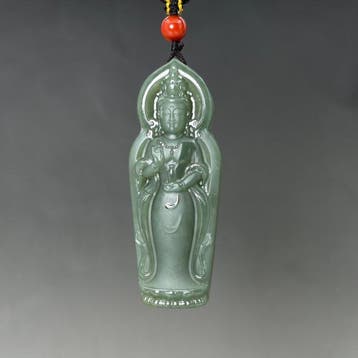 Snijwerk, Guanyin Pendant - 60 mm - Gecertificeerde