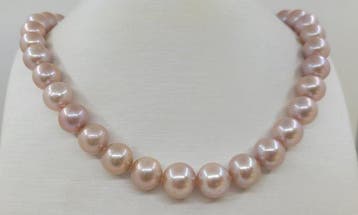 Zonder minimumprijs - Halsketting 11×13 mm ronde roze Edison, Nieuw