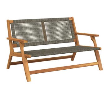 Grijze Teakhouten Tuinbank 2-Zits met Gevlochten Touw, Tuin en Terras, Verzenden, Nieuw