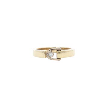Gouden ring met diamant 14 karaat, Verzenden, Zo goed als nieuw, Goud